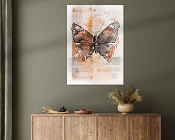 Aquarel schilderij van een Atalanta vlinder van Emiel de Lange