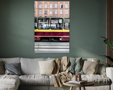 Ice cream shop through the tram photographed in Lodz Poland by Eric van Nieuwland