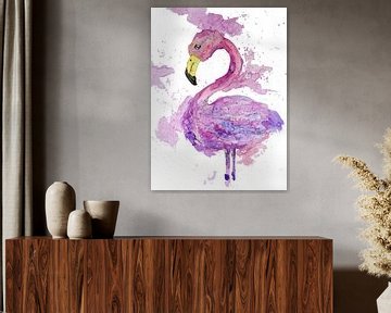 Paarse Flamingo van Sebastian Grafmann