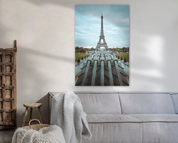 Eiffeltoren in Parijs vanaf Jardins du Trocadéro van Youri Zwart