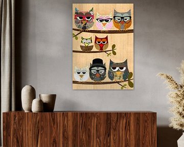 Me and my friends - cute owls collage van Green Nest