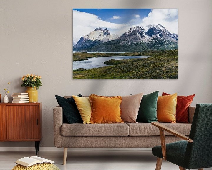 Beispiel: Lago Grey und Torres del Paine Bergmassiv von Shanti Hesse