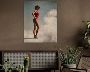 La femme qui se tient dans les nuages Peinture à l'huile