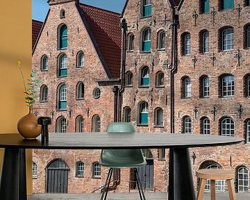 Pakhuizen in oude stad  Lübeck in Duitsland