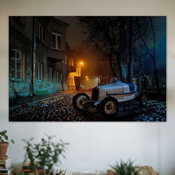 Oldtimer Bently in der Stadt am Abend