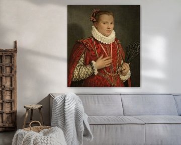 Portret van een jonge vrouw, Giovanni Battista Moroni (1560 - 1578)