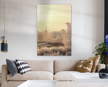 Windmolen in een winterlandschap aan de IJssel van Sjoerd van der Wal Fotografie