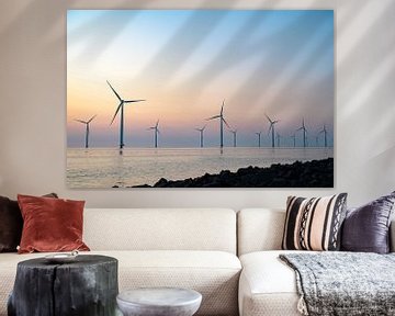 Offshore wind turbines producing renewable energy by Sjoerd van der Wal