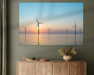 Offshore wind turbines producing renewable energy by Sjoerd van der Wal
