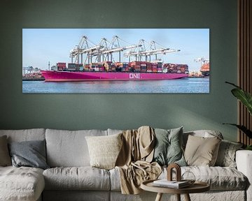 Container ship One Hanoi at the freight terminal in the Port of Rotterdam by Sjoerd van der Wal Photography