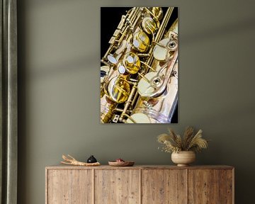 Gouden Vintage Saxofoon close-up van Andreea Eva Herczegh