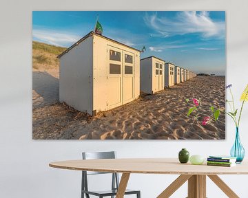 Texel - Paal 28 cabines de plage - beau coucher de soleil
