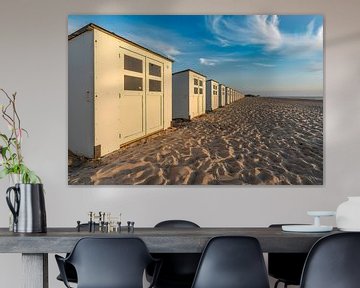 Texel - Paal 28 cabines de plage - beau coucher de soleil