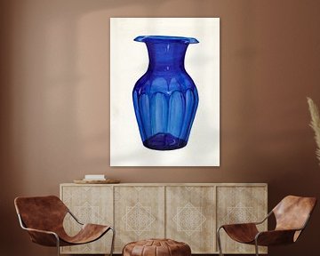 Aquarell einer Kobalt Blaue Vase von Mad Dog Art