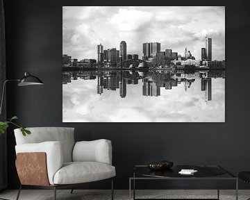Skyline Rotterdam en noir et blanc