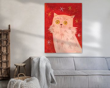 Kleurrijk kat portret - Oh, een vallende ster! | Camila Torre Notari, Argentinië van Buzzles Gallery