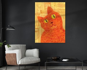 Portrait coloré d'un chat - Wow, il y a du thon ! | Camila Torre Notar, Argentine sur Buzzles Gallery