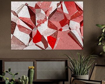 Rode Impressionistische Polygons van Arjen Roos