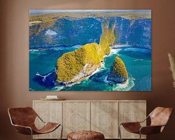 Luchtfoto van Kelingking beach op Nusa Penida in Bali Indonesië van Eye on You