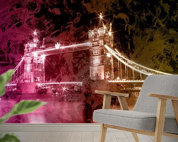 Digitale kunst Tower Bridge bij nacht II van Melanie Viola