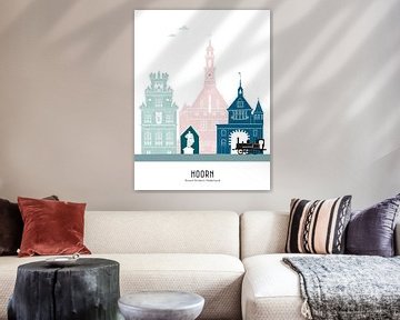 Skyline illustration city Hoorn in color by Mevrouw Emmer