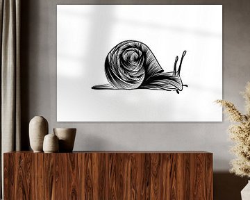 Poster Slak - Fine line Illustratie - Zwart wit - Herfst van Studio Tosca