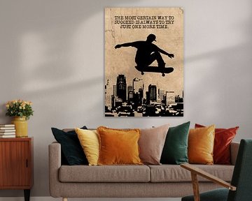 Skateboard Wallart "...always try just one more time" Gift Idea by Millennial Prints