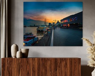 Hamburg harbour with sunset by Mustafa Kurnaz
