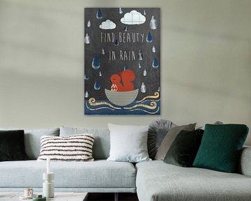 Typography Print - Find beauty in rain by Green Nest