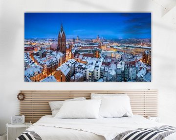 Winter skyline van Hannover, Duitsland van Michael Abid