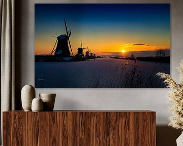 Windmills in the winter morning (3) by Rob Wareman Fotografie