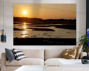 sunset over a meandering mudflat Brittany by wil spijker