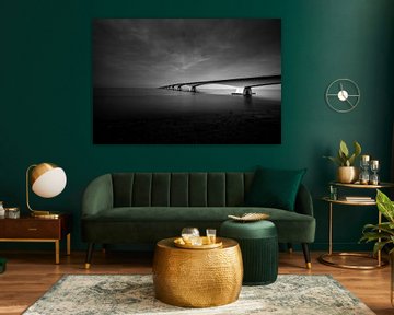 Zeeland bridge in black and white by Krijn van der Giessen