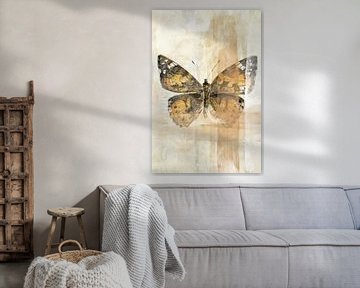 Papillon jaune d'or - aquarelle et techniques mixtes sur Emiel de Lange