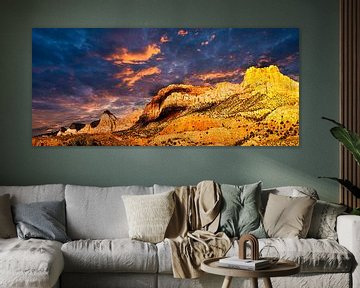 Panorama Felsformation mit Gewitterwolken am Zion Nationalpark Utah USA von Dieter Walther