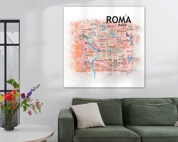 Rome Italië Geïllustreerde Kaart met Bezienswaardigheden, Hoofdstraten en Highlights van Markus Bleichner