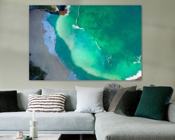 Painting of a tropical bay from above by Eye on You