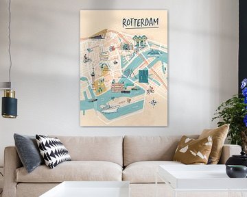 Carte illustrée de Rotterdam sur Karin van der Vegt