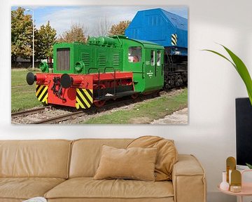 Une ancienne locomotive dans le port des sciences de Magdebourg sur t.ART