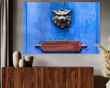 Lion head and letterbox on a door by Peter de Kievith Fotografie