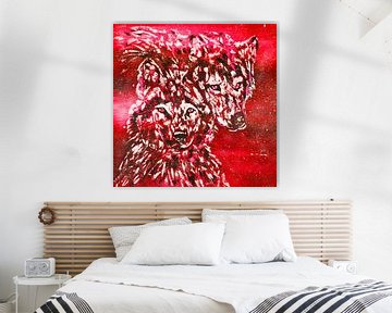 Loup d'hiver rouge sur Kathleen Artist Fine Art