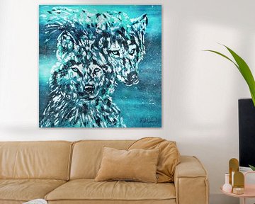 Turquoise winter wolf by Kathleen Artist Fine Art