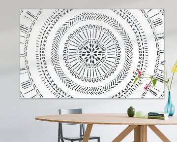Motif moderne en noir et blanc - mandala de fleurs sur Studio Hinte
