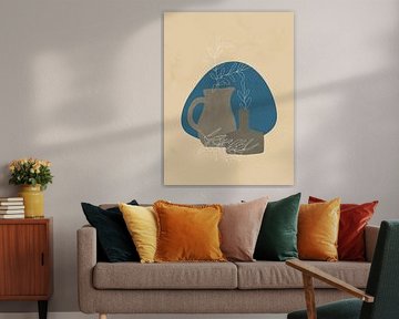 Minimalist still life of branches in a jug and a vase by Tanja Udelhofen