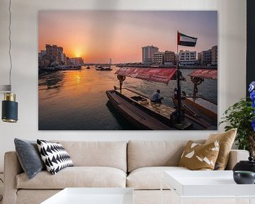 Abra's on Dubai Creek at sunset by Michiel Dros