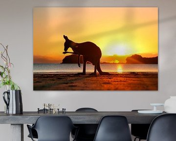 Kangaroo at Sunrise on the Beach by The Book of Wandering