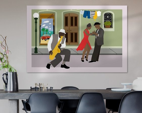 Voorbeeld van het werk in een kamer