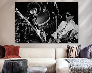 Jimi Hendrix and Prince on stage. van Brian Morgan