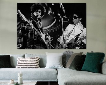 Jimi Hendrix and Prince on stage. van Brian Morgan