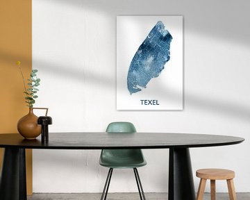 Carte de Texel | Aquarelle bleu océan sur Wereldkaarten.Shop